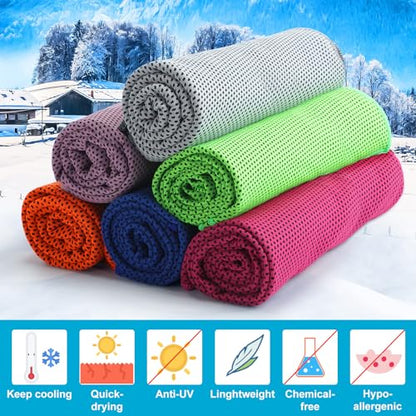 Honoson 20 Packs Cooling Towel Ice Towel Microfiber Sports Towel Breathable Chilly Towel with Bag Wet Towel for Neck Men Women Stay Cool Yoga Gym Golf Workout Travel Camping Beach Accessories - size: 16 x 43 inch