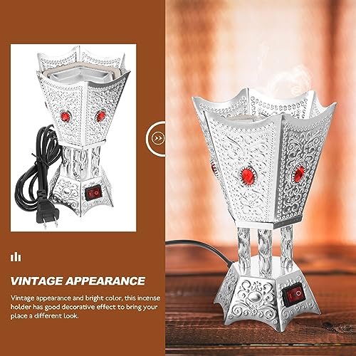 SEWACC Electric Incense Burner Metal Bakhoor Burner Middle Eastern Style Tabletop Electric Censer for Home Office Yoga Spa Decor