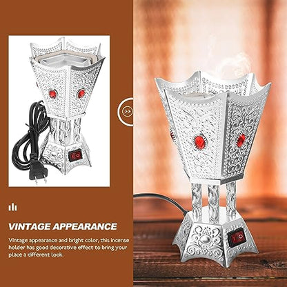 SEWACC Electric Incense Burner Metal Bakhoor Burner Middle Eastern Style Tabletop Electric Censer for Home Office Yoga Spa Decor