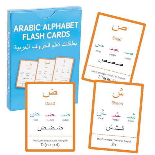 28pcs Arabic Alphabet Flashcards, Learn Arabic Alphabet for Beginner, Educational Language Learning Resource for Arabic Alphabet Learners