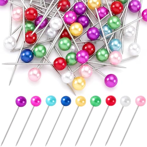 50pcs Decorative Pearl Push Pins, 0.79in, Random Color - color: Random Color-0.79in/20mm