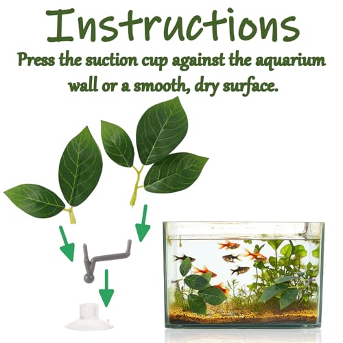 6 Pcs Betta Leaf Hammock with Suction Cups, Realistic Plastic Leaf Fish Tank Decor Aquarium Plants Beta Resting Spot Accessories Decorations for Betta Fish Resting Bed Spawning Ground - style: Style A