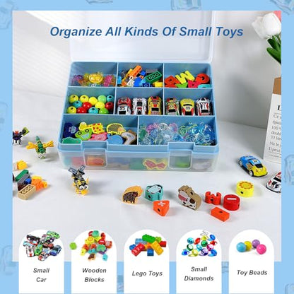 CGCG Plastic Craft Storage Box Organizer with Removable Tray | Portable container with handle, utility case for beads, tools, sewing, playdoh, fishing tackle, hobby and small parts