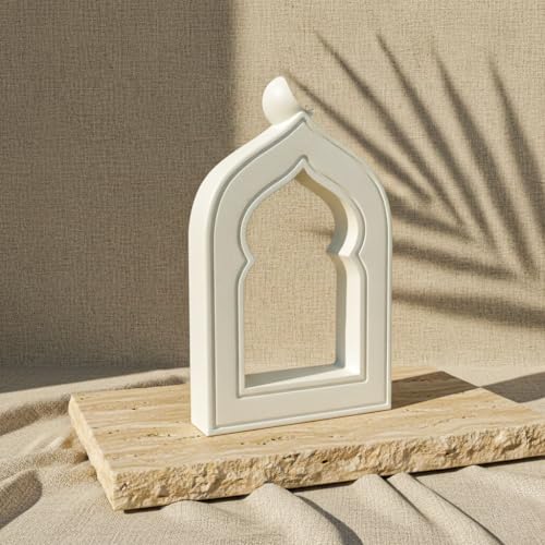 iwa concept Islamic Mihrab-Inspired Table Decor, Freestanding White Stone Decoration, Ramadan and Eid Home Decoration