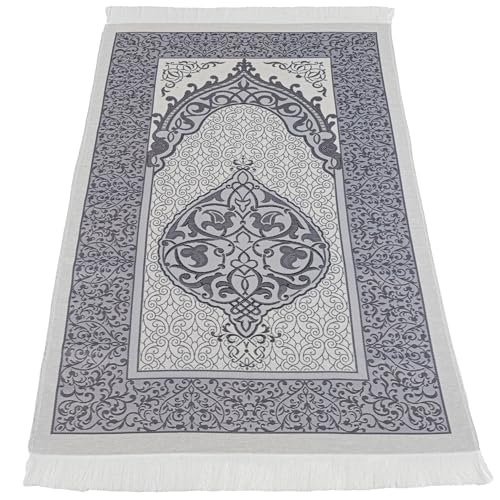 Modefa Islamic Prayer Mat Muslim Gifts - Thin Travel Muslim Prayer Rug in Taffeta Gift Bag with Tasbih Beads Prayer Matt Islam - Chenille Turkish Praying Carpet - Ramadan Gifts (Navy) - color: Navy