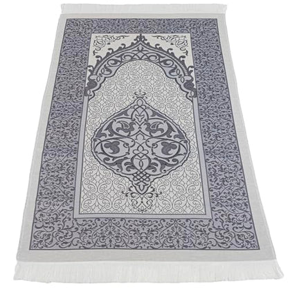 Modefa Islamic Prayer Mat Muslim Gifts - Thin Travel Muslim Prayer Rug in Taffeta Gift Bag with Tasbih Beads Prayer Matt Islam - Chenille Turkish Praying Carpet - Ramadan Gifts (Navy) - color: Navy