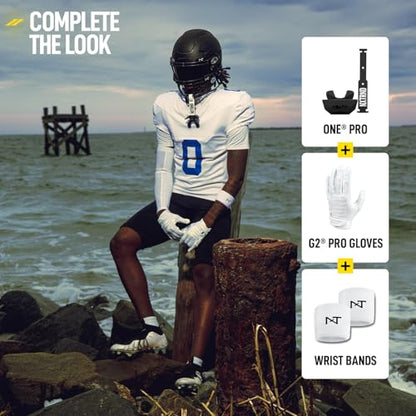 Nxtrnd One Pro Football Mouth Guard, Interchangeable Strap, Fits Adult & Youth (Black) - color: Black Pro