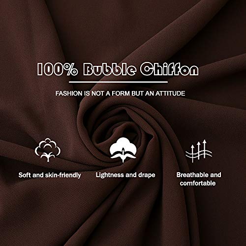 Yeieeo Chiffon Head Wraps for Women - Solid Color Fashion Bubble Chiffon Scarf Hijab - color: Coffee