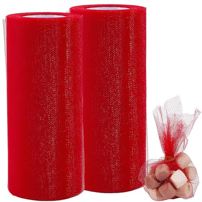 GORGECRAFT 150 Feet 2 Rolls Spawn Net Mesh 6 Inch Wide Yellow Polyester Soft Sac Netting Sack Tulle Fishing Catfish Bait Holder Accessories for Roe Bags Fishing Equipment Skirt Making - color: Red
