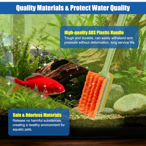DaToo Small Glass Aguarium Cleaning Tool Algae Scraper for Acrylic Aquariums Fish Tank Cleaner Brush (Longer Size) - size: 17.3in