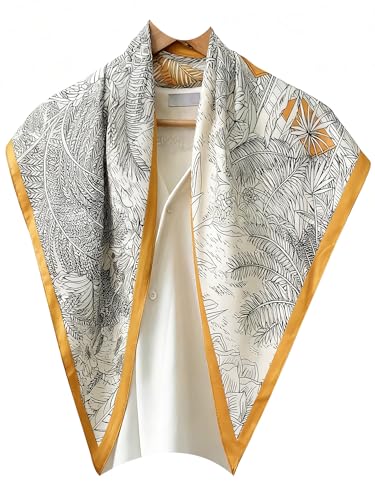 Triangle Shawls Scarf Head Hair Neck For Women Scarves Fashion Silk Feeling Lady Lightweight 51 * 23.6inch - color: K24-hawaii With Yellow Borders（51*23.6inch）