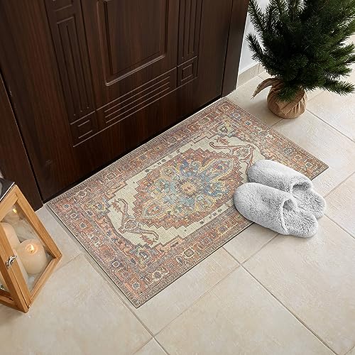 RugOver Machine Washable Area Rug, Pet-Friendly and Non-Slip Indoor Carpet for Kitchen, Bathroom, Living Room, Home Floor Decoration(Ethnic Style Color, 2' x 3') - color: 0041, size: 2' x 3'