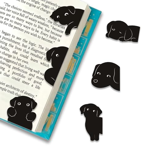 Magnetic Dog Bookmarks – 6Pcs Cute Black Labrador Puppy Book Markers for Dog Lovers - Dog Mom Gifts for Women - Bookish Gifts for Book Lovers - Page Markers for Reading Journal Planner - color: Dog-6pcs