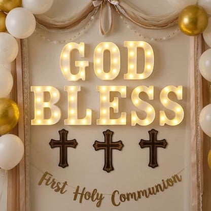 Aurelema Sukkot Large LED Letter Sign LED Lights Battery Powered Table Decoration for Party Gift Tabletop Decoration(God Bless) - size: 8.27 inches, style: God Bless