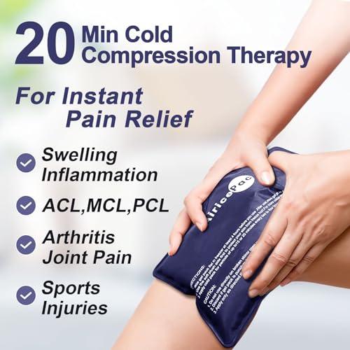 AiricePac Ice Packs for Injuries Reusable, Gel Cold Pack for Knee Neck Shoulder Ankle Elbow Hip Back Pain Relief, Cold Compress Therapy for Swelling, Bruises, Surgery, 7”x 11”, Blue - style: M 1 Pack