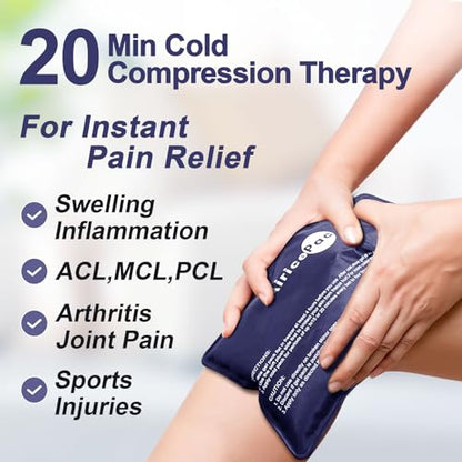 AiricePac Ice Packs for Injuries Reusable, Gel Cold Pack for Knee Neck Shoulder Ankle Elbow Hip Back Pain Relief, Cold Compress Therapy for Swelling, Bruises, Surgery, 7”x 11”, Blue - style: M 1 Pack