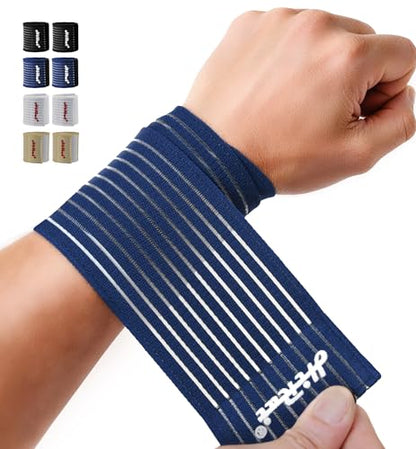 HiRui 2-Pack High-Elastic Wrist Support Straps Wrist Compression Bandage - Wrist Wraps Wristbands for Carpal Tunnel Arthritis Tendonitis Weightlifting Tennis Basketball - Breathable Soft (Navy Blue) - color: Navy Blue