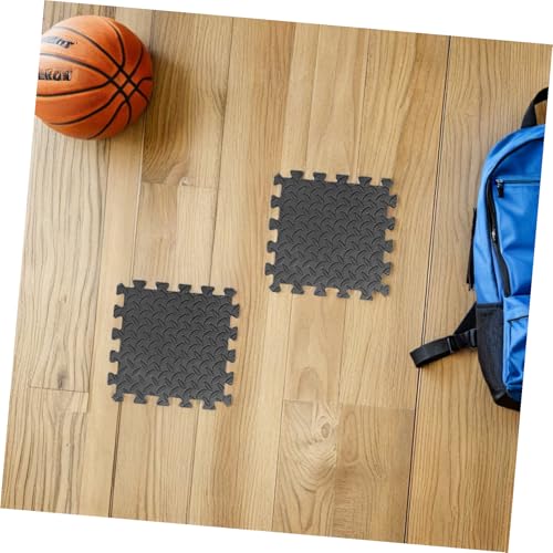 16pcs Grey Leaf Pattern Eva Foam Gym Mat Tiles with Black Edging – Interlocking Shock-Absorbing Thickened Floor Puzzle Mat for Home Workout and Play Areas