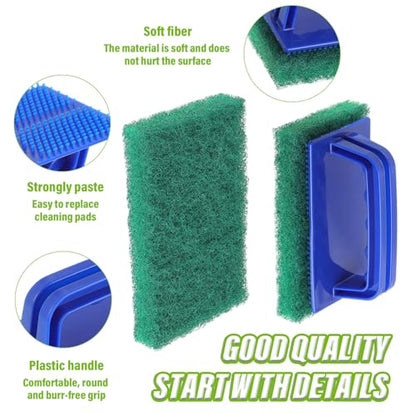 5 Pack Electric Cleaning Brush Pad Kitchen Bathroom Household Cleaning Pad Swimming Pool wall Cleaning Brush Heavy Duty Griddle Scrubber Scouring Pad and 1 Pack Handle kit(Green) - color: Green