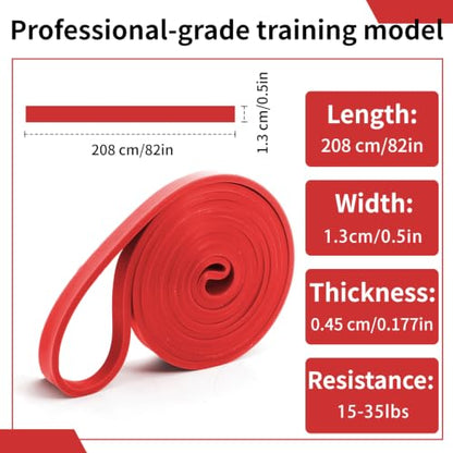12-Pack Resistance Bands Set - Pull Up Assist, Strength Training & Physical Therapy for Home Gym | Exercise Loop Bands for Men & Women - color: Red 15-35lbs