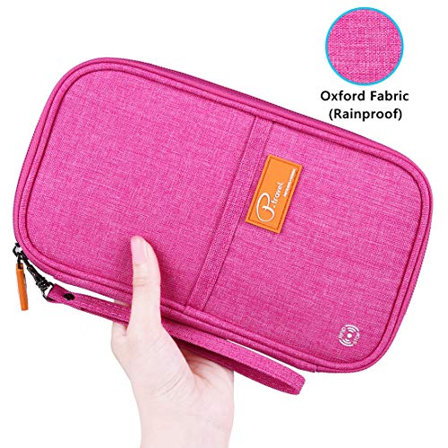 VanFn RFID Travel Passport Wallet, Family Passport Holder, Trip Document Organizer P.Travel Series (Rose Red) - color: Rose Red