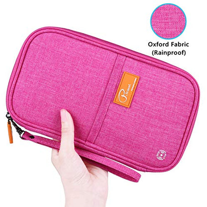 VanFn RFID Travel Passport Wallet, Family Passport Holder, Trip Document Organizer P.Travel Series (Rose Red) - color: Rose Red