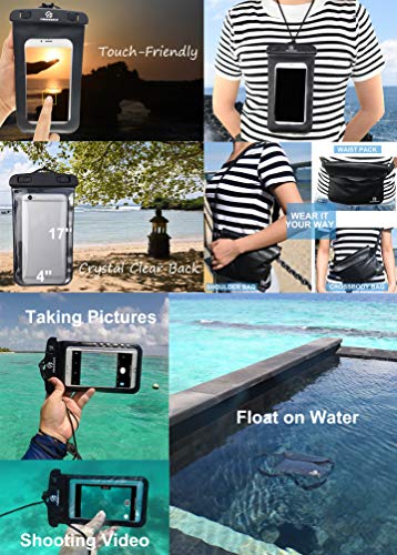 Freegrace Waterproof Dry Bag Set of 3 - Submersible Dry Sack with Double Zip Lock Seals - Includes Waist Pouch & Phone Case - Perfect for Kayaking, Swimming, Boating & Rafting (Black(Window), 5L) - color: Black, size: 5L, style: Window