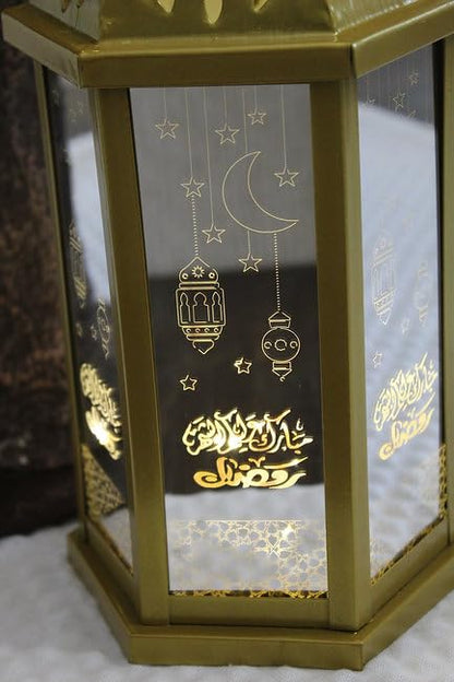 Eid New Year Mubarak Alaykom Al Shahar Ramadan Lantern - Perfect for Gifting, Housewarming, Wedding, Decoratives, Stylish Home Festive Muslim Durable Lightning Occasions