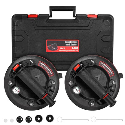 Glass Suction Cups,8"Heavy Duty Suction Cups 662 lbs Load Capacity Powerful Industrial with Pressure Gauge for Lifting Large Glass Tile Granite,Includes Carrying Case(2pack) Brand: TIJUNIK