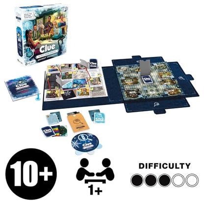 Clue Advent Calendar: Secrets Under Snowfall | 24 Days | Family Mystery Games | with 6 Winter-Themed Tokens and Surprise | Ages 10+ | 1+ Players