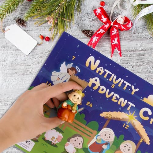 Nativity Advent Calendar 2026, 24 Days Nativity Scene Figurines Set, Christmas Countdown advent calendar 2026 Gift for Kids Women Men - color: Green