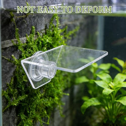 Kichvoe Aquarium Floating Shelf: Fish Tank Acrylic Ledge Plants Holder with Suction Cup - 4x3.2x2in Transparent Ledge for Aquarium Coral Aquatic Plants Moss - size: 10.00X8.00X5.00CM
