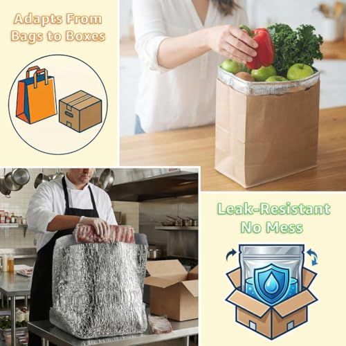 21"x13"x12" Fish Frozen Shipping Box Liners, 25 Pack Foil Insulated Bag Thermal Bag for Delivery - size: 21" x 13" x 12"