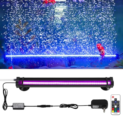 Bubble Fish Tank Light：Ip68 Waterproof Fish Aquarium Lights with Oxygen Boost for 12-17 inch Saltwater Freshwater Tanks -Submersible Led Lights with Remote for Aquatic Pet Plants Lovers - size: 12 inch Nanoscale Bubbles
