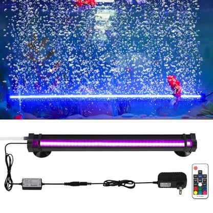 Bubble Fish Tank Light：Ip68 Waterproof Fish Aquarium Lights with Oxygen Boost for 12-17 inch Saltwater Freshwater Tanks -Submersible Led Lights with Remote for Aquatic Pet Plants Lovers - size: 12 inch Nanoscale Bubbles