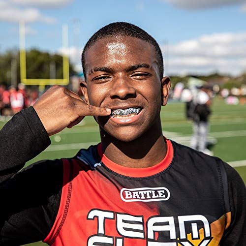Battle Sports Ultra-Slim Grillz Football Mouthguard, Chrome Gold | Show off your style, Lightweight mouthpiece, Exceptional breathability, Remoldable technology, Low-heat customized fit - color: Chrome Gold