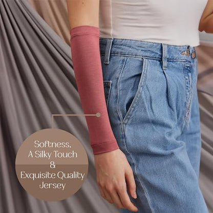 Modest Arm Cover | Jersey Arm Cover | Modest Sleeve Covering for Muslim Women - color: Garnet Rose