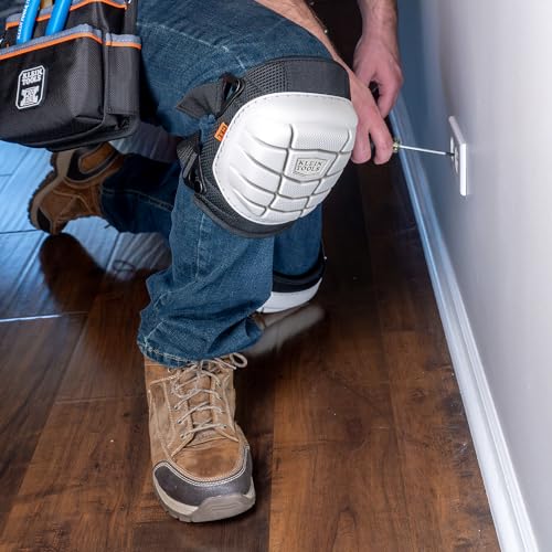 KLEIN TOOLS 60849 Non-Marring Knee Pads for Work, Construction, Tile, Flooring, for Men and Women, Lightweight Gel and Foam Padding, One Size - size: Non-Marring Lightweight