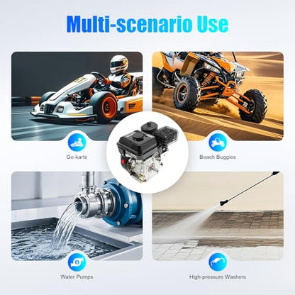 4-Stroke 7.5HP Single Cylinder Gasoline Oil Engine, 212CC Gas Powered Engine with Large Fuel Tank Silencer and Starter Handle, 3600 RPM Portable Engine - size: 7.5HP 212CC BLACK