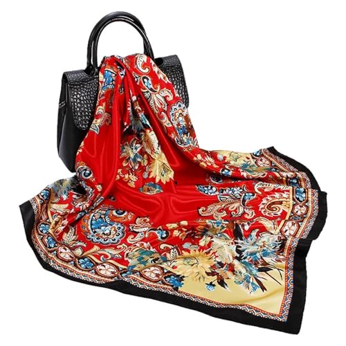 Kerchief Silk Satin Neck Scarf For Women Print Hijab Scarfs Female 90 * 90cm Square Shawls and Wraps Scarves For Lady - color: 9