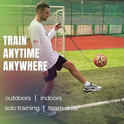 PodiuMax Handle Solo Soccer Kick Trainer with New Ball Locked Net Design, Soccer Ball Bungee Elastic Training Juggling Net (Fits Ball Size 3, 4, 5) - color: Red