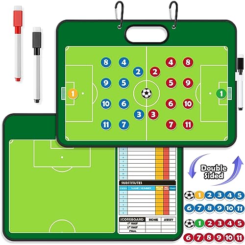 Torlam Magnetic Dry Erase Coach Board, Baseball, Soccer, Football, Basketball Coaching Clipboard - style: Soccer