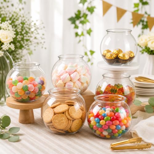 Okllen 12 Pack Plastic Ivy Bowls, 16 Oz Round Fish Bowl Unbreakable Vases Bowls for Home Decor, Carnival Games, Candy, Party Favors, Centerpiece, BPA Free, Clear