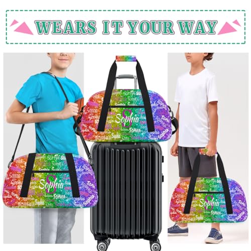 Personalized Gym Bag for Girl, Cheer Bag, Red Green Purple Sequins | Sport Duffel Bag Cheer Bag Customized Travel Duffle Bag Overnight Weekender Bag - color: Color 17