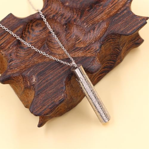 Islamic Necklace | Quran Verse Necklaces | Stainless Steel Cylinder Pendant 17"+2" Extended | Elegant Arabic Jewelry for Men And Women YA5082 - color: white