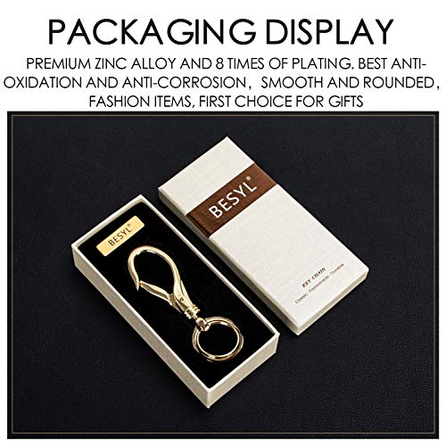 Swivel Snap Hook Keychain with 2 Key Rings, Zinc Alloy, 3.62in, Heavy Duty for Men and Women