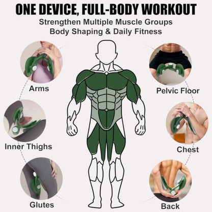 Pelvic Floor Exercise Device with 35 lb Resistance, Kegel and Inner Thigh Muscle Trainer, Home Workout Equipment for Postpartum Recovery, Women & Men, with Band - color: Dark Green