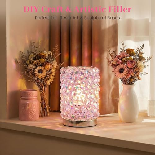DOMESTAR 150 PCS Iridescent Fake Ice Rocks, Pink and Clear Acrylic Crystals | Plastic Gems for Vases Fillers, Table Scatter, Tables Centerpieces, Wedding Centerpieces, Fish Tank Craft Supplies - color: Dazzling Pink