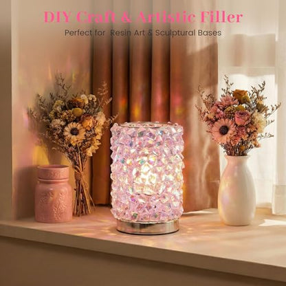 DOMESTAR 150 PCS Iridescent Fake Ice Rocks, Pink and Clear Acrylic Crystals | Plastic Gems for Vases Fillers, Table Scatter, Tables Centerpieces, Wedding Centerpieces, Fish Tank Craft Supplies - color: Dazzling Pink