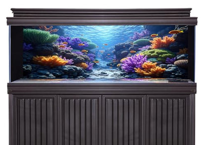3 Pack Aquarium Background 48x18 inches Fabric Aquarium Background Fish Tank Undersea Corals Sunshines Rock Aquatic Plants - size: 48X18inch